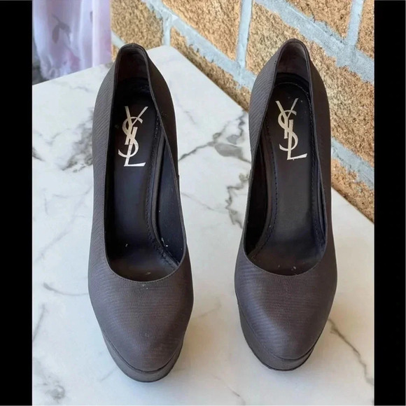 Saint Laurent Brown Ysl Aliama Lizard
Embossed Suede Heels Pumps Size 39/8.5 - Picture 3 of 13